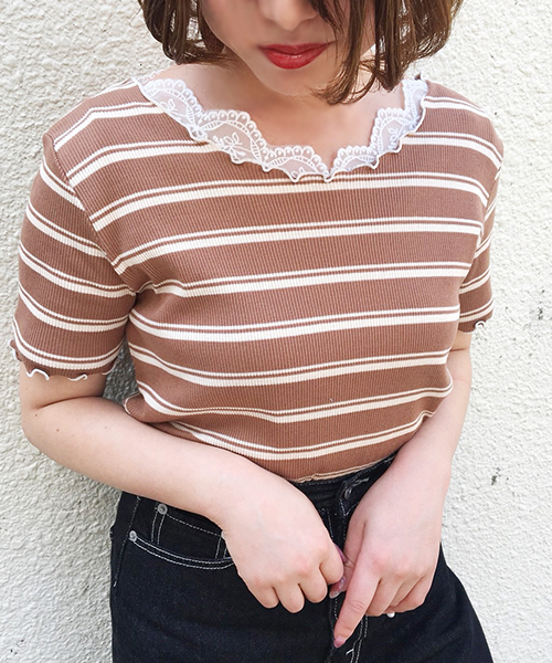 apres jour（アプレジュール）の「リブメロートップス【ZOZOTOWN限定アイテム】（Tシャツ/カットソー・レディース・ブラック/レッド/オフホワイト/その他/ミント/モカ/オレンジ系その他・フリー）」の19枚目の写真