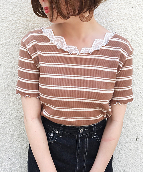 apres jour（アプレジュール）の「リブメロートップス【ZOZOTOWN限定アイテム】（Tシャツ/カットソー・レディース・ブラック/レッド/オフホワイト/その他/ミント/モカ/オレンジ系その他・フリー）」の20枚目の写真