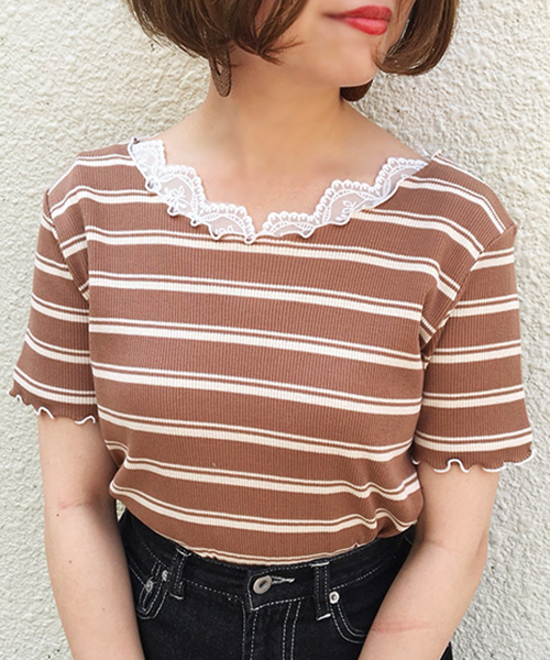 apres jour（アプレジュール）の「リブメロートップス【ZOZOTOWN限定アイテム】（Tシャツ/カットソー・レディース・ブラック/レッド/オフホワイト/その他/ミント/モカ/オレンジ系その他・フリー）」の11枚目の写真