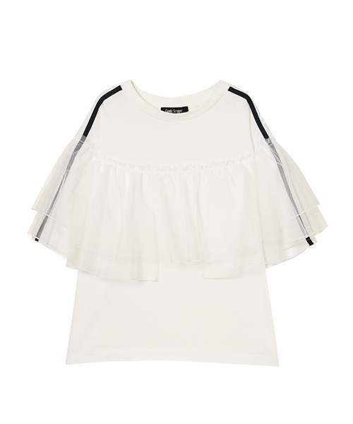 Candy Stripper（キャンディストリッパー）の「VOLUME TULLE TRIMMED トップス（Tシャツ/カットソー・レディース・ネイビー/オフホワイト/ブラック・2）」の2枚目の写真