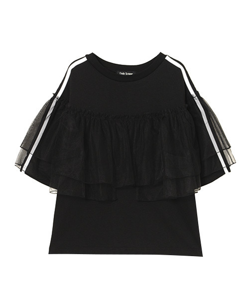 Candy Stripper（キャンディストリッパー）の「VOLUME TULLE TRIMMED トップス（Tシャツ/カットソー・レディース・ネイビー/オフホワイト/ブラック・2）」の3枚目の写真