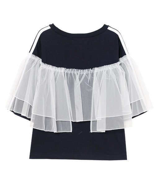 Candy Stripper（キャンディストリッパー）の「VOLUME TULLE TRIMMED トップス（Tシャツ/カットソー・レディース・ネイビー/オフホワイト/ブラック・2）」の5枚目の写真