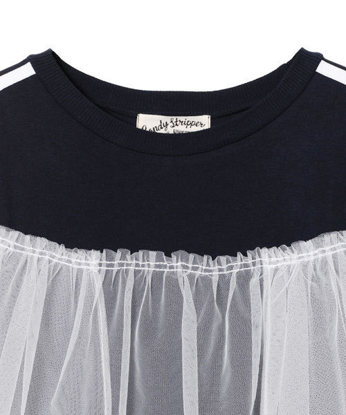 Candy Stripper（キャンディストリッパー）の「VOLUME TULLE TRIMMED トップス（Tシャツ/カットソー・レディース・ネイビー/オフホワイト/ブラック・2）」の6枚目の写真