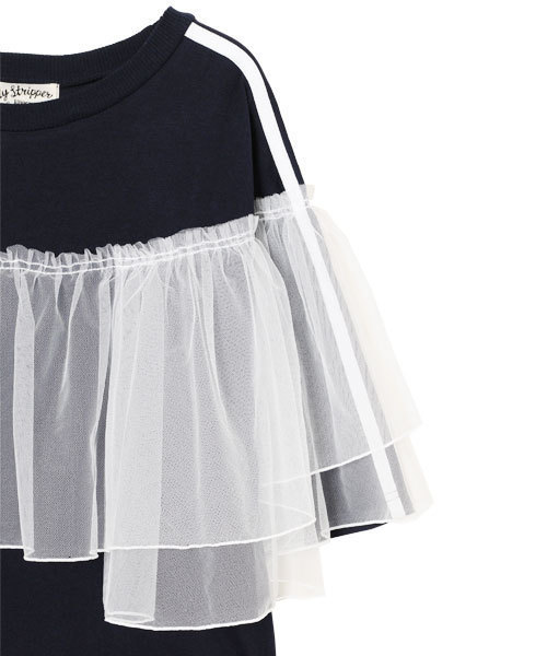 Candy Stripper（キャンディストリッパー）の「VOLUME TULLE TRIMMED トップス（Tシャツ/カットソー・レディース・ネイビー/オフホワイト/ブラック・2）」の7枚目の写真