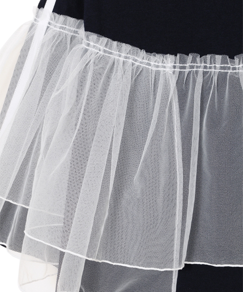 Candy Stripper（キャンディストリッパー）の「VOLUME TULLE TRIMMED トップス（Tシャツ/カットソー・レディース・ネイビー/オフホワイト/ブラック・2）」の8枚目の写真