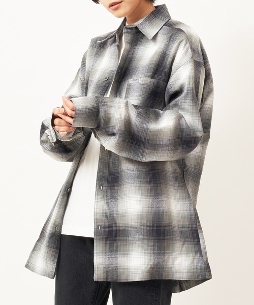 ブラウス シャツ WAFFLE OMBRE CHECK DETACHABLE SHIRTS/ワッフルオンブレチェック デタッチャブルシャツ レディース WAFFLE OMBRE CHECK DETACHABLE SHIRTS/ワッフルオンブレ