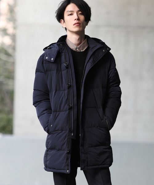 Rocky Monroe(ロッキーモンロー)の「ナイロンロングダウン(ダウンジャケット/コート・メンズ・ブラック/ネイビー/モカ・M/L)」の1枚目の写真