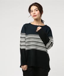 『EVLOVE(イヴロヴ)』コットンタッチボーダーニット