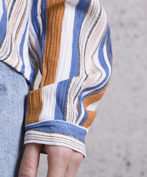 LUGG NAGG(ラグナグ)の「【Jewelobe/ ジュエローブ】 ストライプVネックシャツ(シャツ/ブラウス・レディース・ブラウン/イエロー/グリーン・FREE)」の12枚目の写真