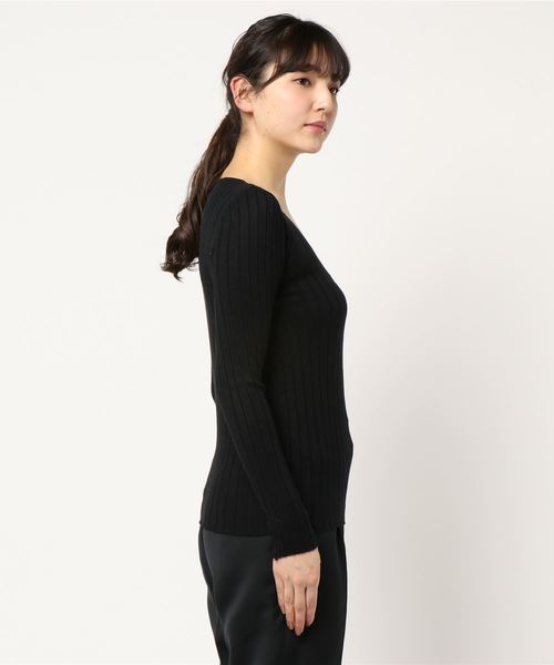 fifth（フィフス）の「Vネック太リブニット（ニット/セーター・レディース・ホワイト/ブラック/グレー・MEDIUM）」の8枚目の写真