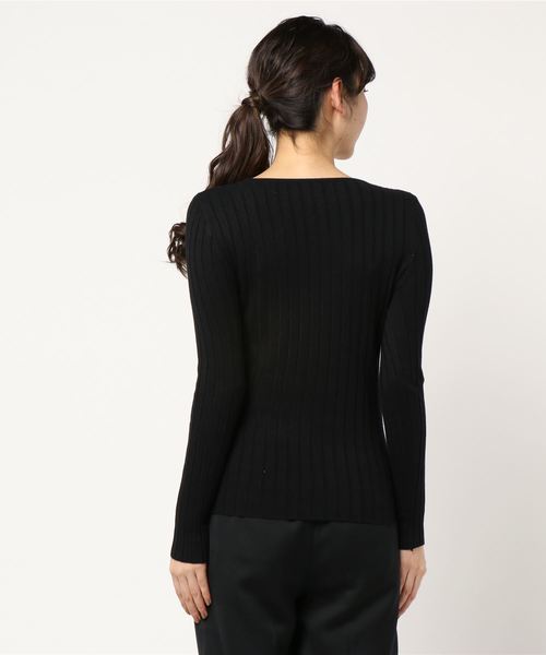 fifth（フィフス）の「Vネック太リブニット（ニット/セーター・レディース・ホワイト/ブラック/グレー・MEDIUM）」の4枚目の写真