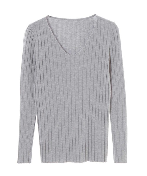 fifth（フィフス）の「Vネック太リブニット（ニット/セーター・レディース・ホワイト/ブラック/グレー・MEDIUM）」の10枚目の写真