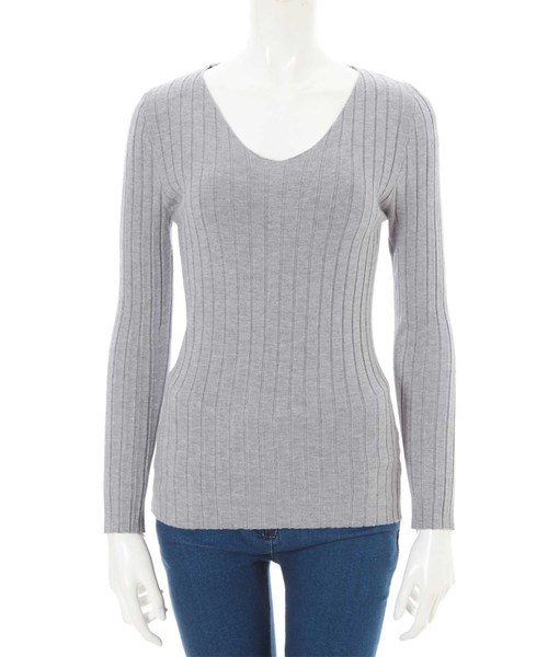 fifth（フィフス）の「Vネック太リブニット（ニット/セーター・レディース・ホワイト/ブラック/グレー・MEDIUM）」の6枚目の写真