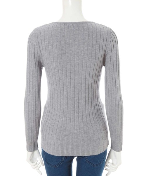 fifth（フィフス）の「Vネック太リブニット（ニット/セーター・レディース・ホワイト/ブラック/グレー・MEDIUM）」の9枚目の写真