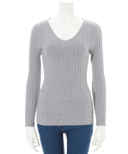 fifth（フィフス）の「Vネック太リブニット（ニット/セーター・レディース・ホワイト/ブラック/グレー・MEDIUM）」の16枚目の写真