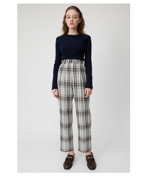 MOUSSY(マウジー)の「CHECK TUCK PANTS(パンツ)」|ホワイト系その他