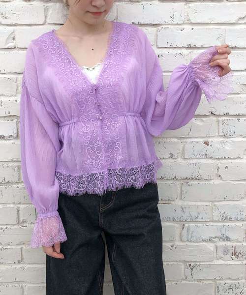 one after another NICE CLAUP（ワンアフターアナザーナイスクラップ）の「2枚セット楊柳チュニック（アンサンブル・レディース・ブラック/パープル/ブルー/アイボリー・FREE）」の5枚目の写真