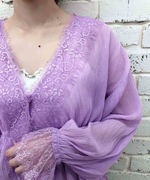 one after another NICE CLAUP（ワンアフターアナザーナイスクラップ）の「2枚セット楊柳チュニック（アンサンブル・レディース・ブラック/パープル/ブルー/アイボリー・FREE）」の6枚目の写真