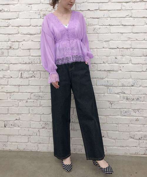 one after another NICE CLAUP（ワンアフターアナザーナイスクラップ）の「2枚セット楊柳チュニック（アンサンブル・レディース・ブラック/パープル/ブルー/アイボリー・FREE）」の7枚目の写真