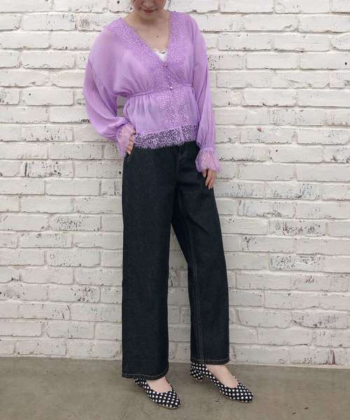 one after another NICE CLAUP（ワンアフターアナザーナイスクラップ）の「2枚セット楊柳チュニック（アンサンブル・レディース・ブラック/パープル/ブルー/アイボリー・FREE）」の8枚目の写真