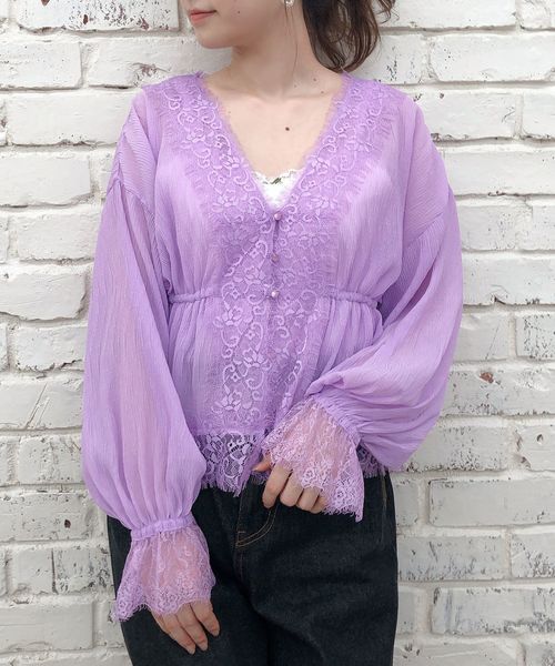 one after another NICE CLAUP（ワンアフターアナザーナイスクラップ）の「2枚セット楊柳チュニック（アンサンブル・レディース・ブラック/パープル/ブルー/アイボリー・FREE）」の10枚目の写真