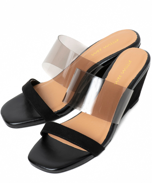 R&E（アールアンドイー）の「【wee willie】ハーフウェッジクリアカバーミュール（サンダル・レディース・ブラック/シルバー/ブラック系その他/ブラウン系その他・LL/S/M/L）」の6枚目の写真