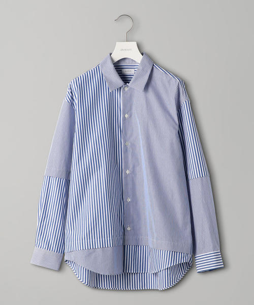 EN ROUTE（アンルート）の「＜EN ROUTE（アンルート）＞コットン ストライプミックス フェイクレイヤード（シャツ/ブラウス・メンズ・ネイビー/ロイヤルブルー・1/3/2）」の4枚目の写真
