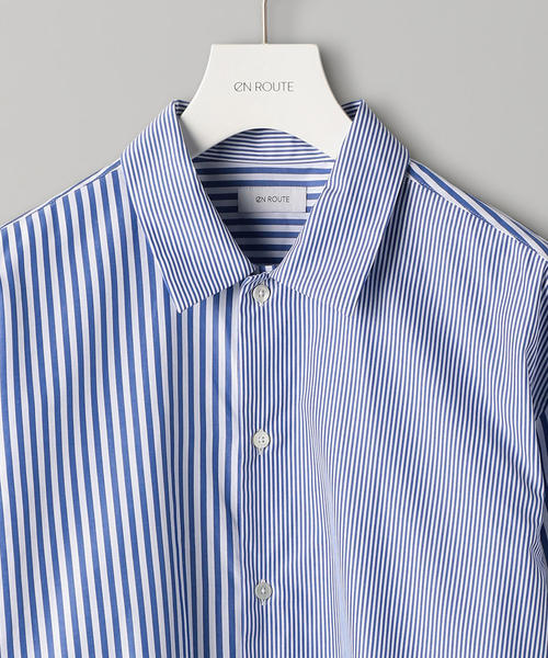 EN ROUTE（アンルート）の「＜EN ROUTE（アンルート）＞コットン ストライプミックス フェイクレイヤード（シャツ/ブラウス・メンズ・ネイビー/ロイヤルブルー・1/3/2）」の12枚目の写真