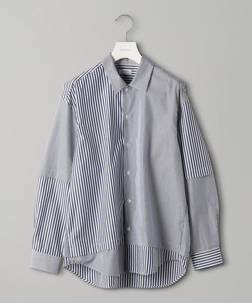 EN ROUTE（アンルート）の「＜EN ROUTE（アンルート）＞コットン ストライプミックス フェイクレイヤード（シャツ/ブラウス・メンズ・ネイビー/ロイヤルブルー・1/3/2）」の8枚目の写真