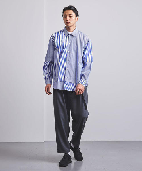 EN ROUTE（アンルート）の「＜EN ROUTE（アンルート）＞コットン ストライプミックス フェイクレイヤード（シャツ/ブラウス・メンズ・ネイビー/ロイヤルブルー・1/3/2）」の7枚目の写真