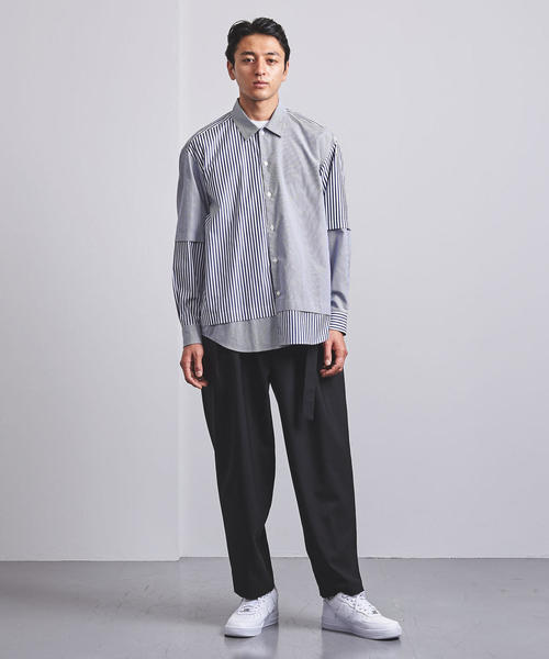EN ROUTE（アンルート）の「＜EN ROUTE（アンルート）＞コットン ストライプミックス フェイクレイヤード（シャツ/ブラウス・メンズ・ネイビー/ロイヤルブルー・1/3/2）」の5枚目の写真