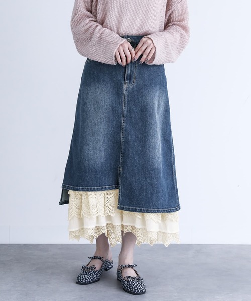 somari imagination（ソマリ イマジネーション）の「『レースライナーアシメデニムスカート』（デニムスカート・レディース・ブルー系その他・1/2）」の8枚目の写真