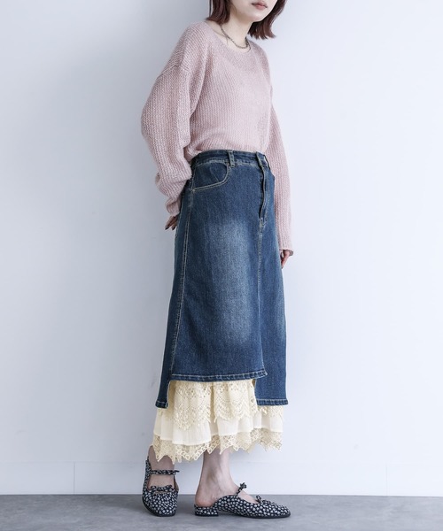 somari imagination（ソマリ イマジネーション）の「『レースライナーアシメデニムスカート』（デニムスカート・レディース・ブルー系その他・1/2）」の10枚目の写真