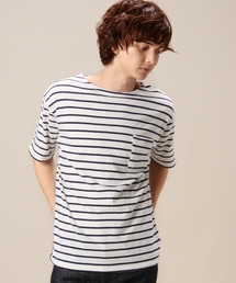 MONKEY TIME | MT コットンリネン ボーダー ボート ショートスリーブ◆(Tシャツ/カットソー)