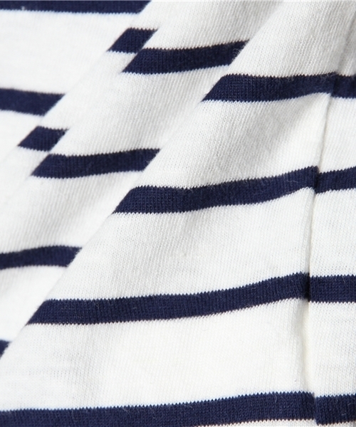 MONKEY TIME（モンキータイム）の「MT コットンリネン ボーダー ボート ショートスリーブ◆（Tシャツ/カットソー・メンズ・ホワイト/ブラック・MEDIUM/LARGE/SMALL）」の13枚目の写真