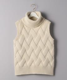 バトナー ニットベスト タートルネック ブラック 日本製 ウール100% バトナー ニットベスト タートルネック ブラック 日本製 ウール100%