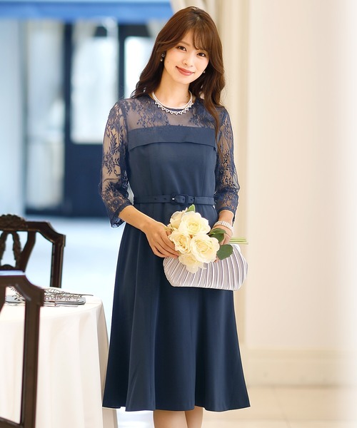 セール 結婚式ワンピースドレスボタンiラインロング 袖あり大きいサイズフォーマル ドレス Pourvous プールヴー のファッション通販 Zozotown