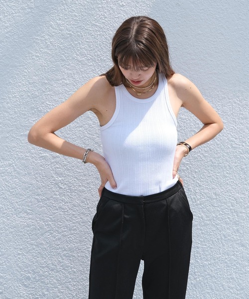 AKTE（アクテ）の「アメリカンスリーブタンクトップ（タンクトップ・レディース・ブラック/ブラウン/ホワイト/グリーン・FREE）」の13枚目の写真