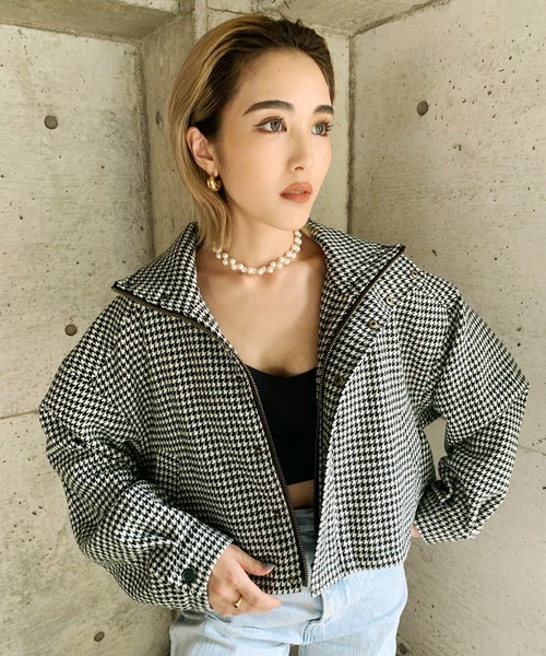 大人気！今季完売☆ZOY☆美品　リバーシブルブルゾン　千鳥柄　36 大人気！今季完売☆ZOY☆美品 リバーシブルブルゾン 千鳥柄 36