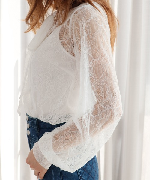 LIPSERVICE（リップサービス）の「キャミSETボウタイレースシアブラウス（シャツ/ブラウス・レディース・ホワイト/ブラック/ベージュ・FREE）」の7枚目の写真