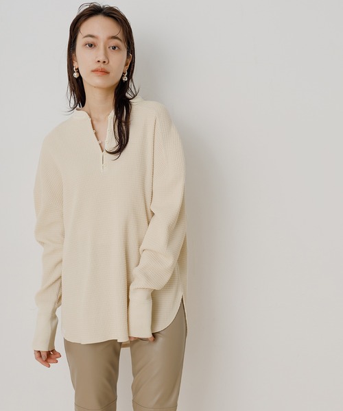 ADAM ET ROPE'(アダムエロペ)の「<追加>サーマルプルオーバー(Tシャツ/カットソー・レディース・チャコールグレー/キナリ/クリーム・FREE)」の19枚目の写真