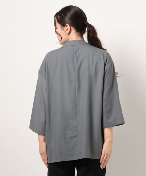 PICCIN(ピッチン)の「リネンライクシャツジャケット(テーラードジャケット・レディース・チャコールグレー/ベージュ・M/L)」の5枚目の写真