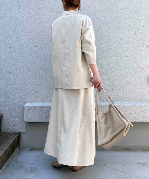 PICCIN(ピッチン)の「リネンライクシャツジャケット(テーラードジャケット・レディース・チャコールグレー/ベージュ・M/L)」の14枚目の写真