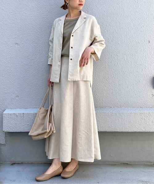 PICCIN(ピッチン)の「リネンライクシャツジャケット(テーラードジャケット・レディース・チャコールグレー/ベージュ・M/L)」の11枚目の写真