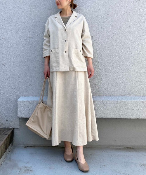 PICCIN(ピッチン)の「リネンライクシャツジャケット(テーラードジャケット・レディース・チャコールグレー/ベージュ・M/L)」の13枚目の写真