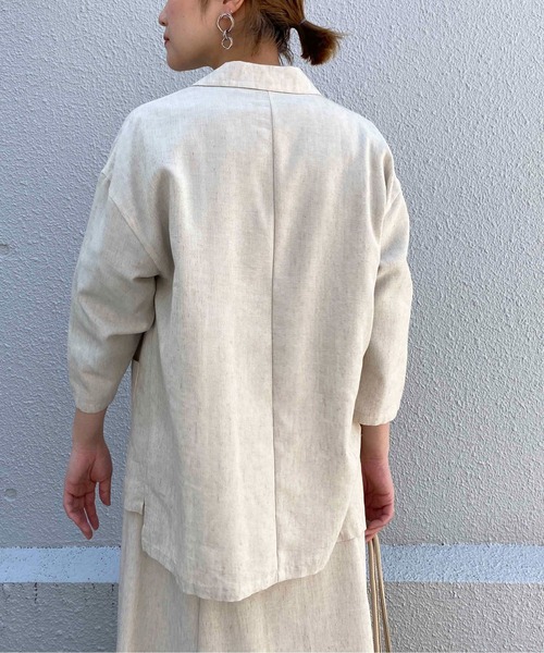 PICCIN(ピッチン)の「リネンライクシャツジャケット(テーラードジャケット・レディース・チャコールグレー/ベージュ・M/L)」の8枚目の写真