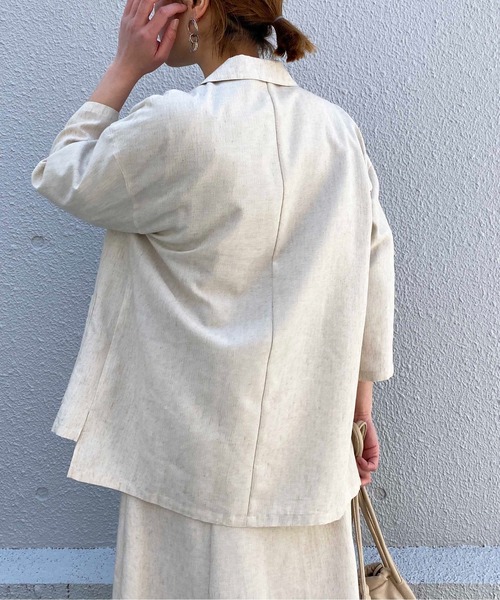 PICCIN(ピッチン)の「リネンライクシャツジャケット(テーラードジャケット・レディース・チャコールグレー/ベージュ・M/L)」の10枚目の写真