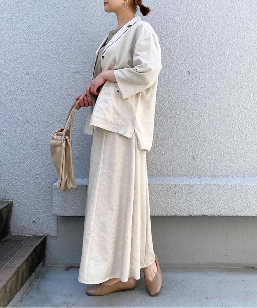 PICCIN(ピッチン)の「リネンライクシャツジャケット(テーラードジャケット・レディース・チャコールグレー/ベージュ・M/L)」の12枚目の写真