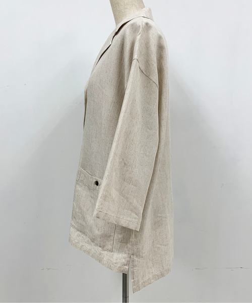 PICCIN(ピッチン)の「リネンライクシャツジャケット(テーラードジャケット・レディース・チャコールグレー/ベージュ・M/L)」の16枚目の写真