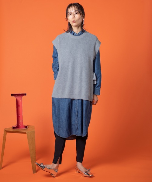 Petit Honfleur（プチオンフルール）の「デニムシャツワンピース（シャツワンピース・レディース・サックスブルー/ネイビー・11号/9号）」の3枚目の写真